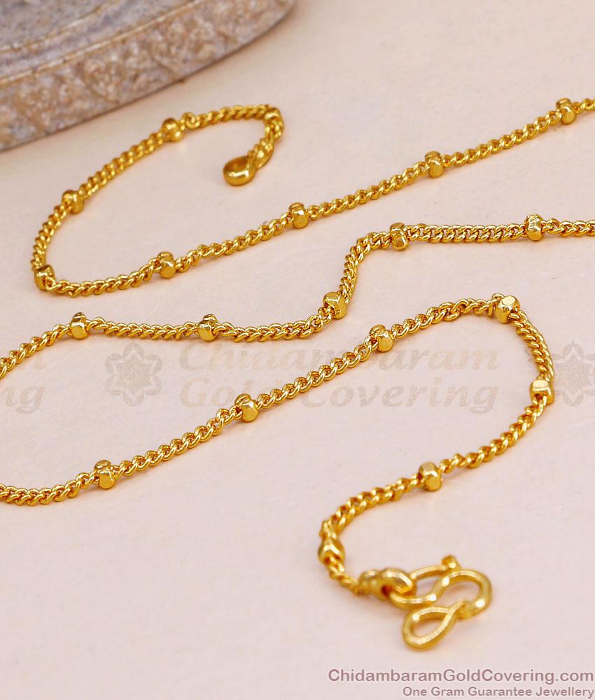 Elegant Micro Gold Plated Short Link Chain with Small Round Beads CHNS1250 Elegant Micro Gold Plated Short Link Chain with Small Round Beads CHNS1250