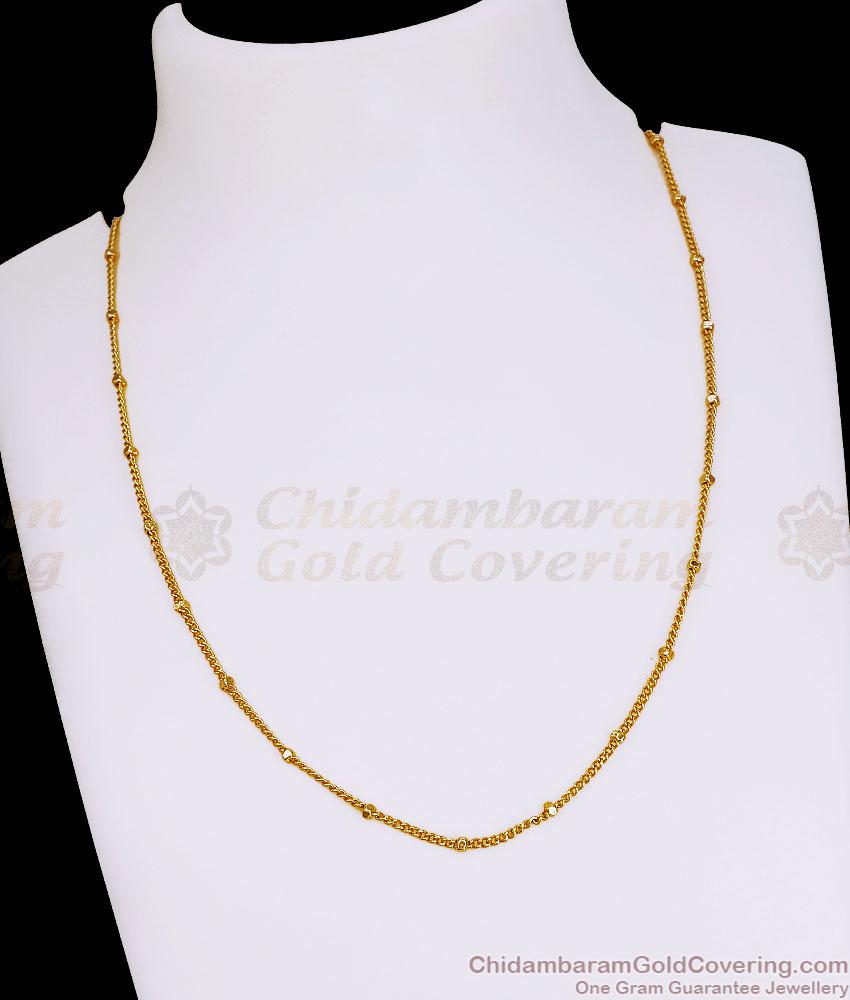 Elegant Micro Gold Plated Short Link Chain with Small Round Beads CHNS1250 Elegant Micro Gold Plated Short Link Chain with Small Round Beads CHNS1250
