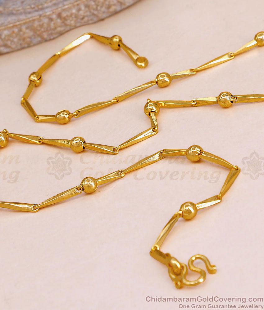 Latest Gold Polish Beads Design Wheat Chain For Daily Wear CHNS1253