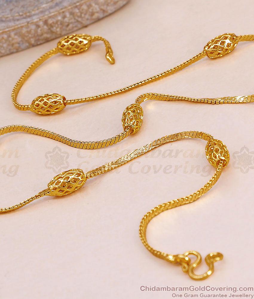 Traditional Oval Beads Gold Covering Short Chain Shop Online CHNS1257