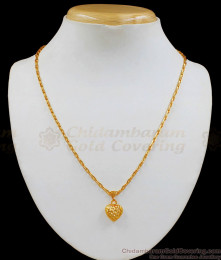 3D Heart Model Light Weight Gold Pendant Chain For Girls Regular Use SMDR540