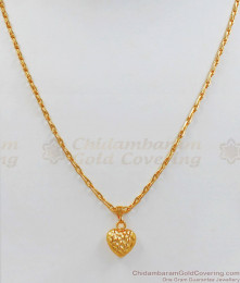 3D Heart Model Light Weight Gold Pendant Chain For Girls Regular Use SMDR540