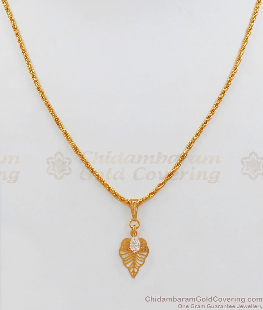 Daily Wear Light Weight Leaf Design Gold Pendant Chain SMDR544