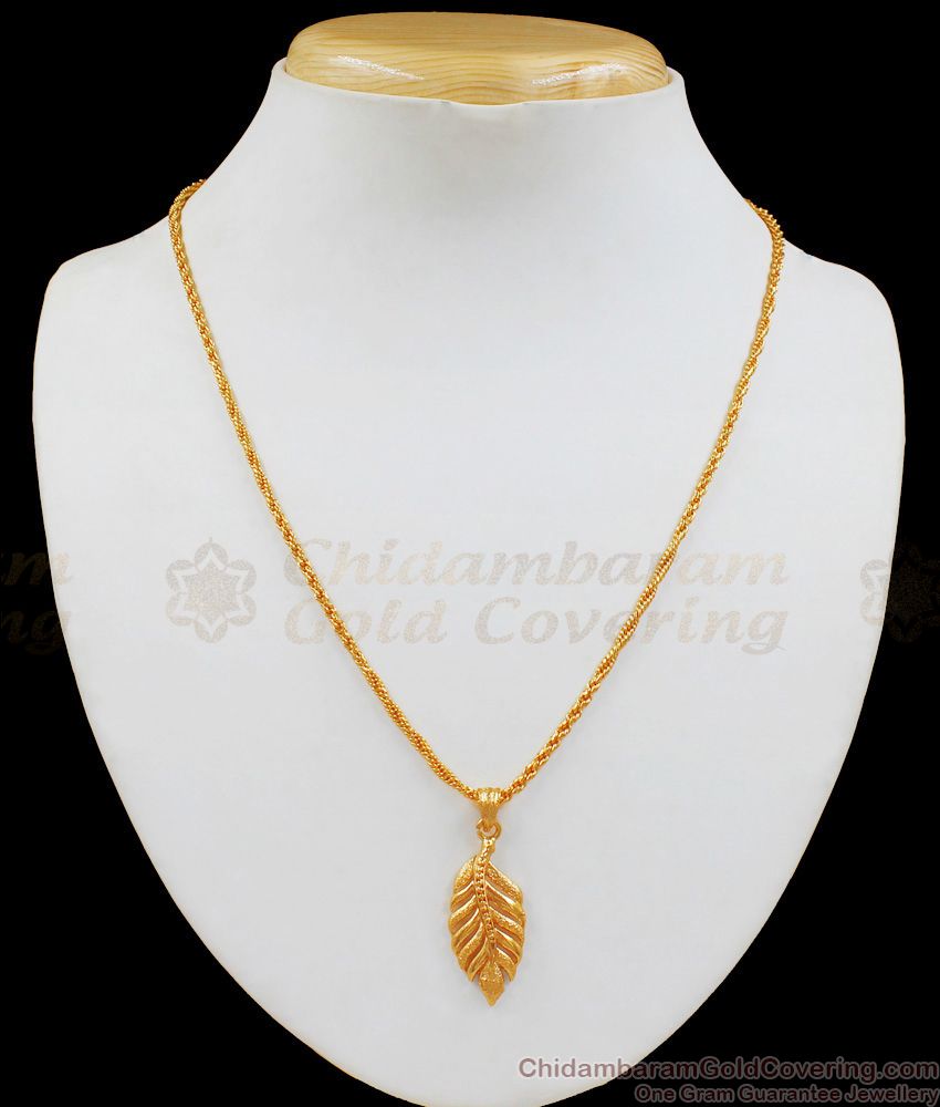 Unique Leaf Design One Gram Gold Pendant Chain Gold Plated Jewelry SMDR550