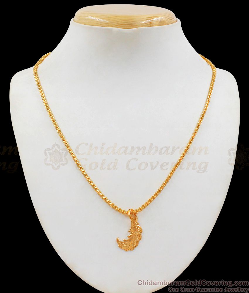 New Leaf Pendant One Gram Gold Short Chain Collection SMDR564