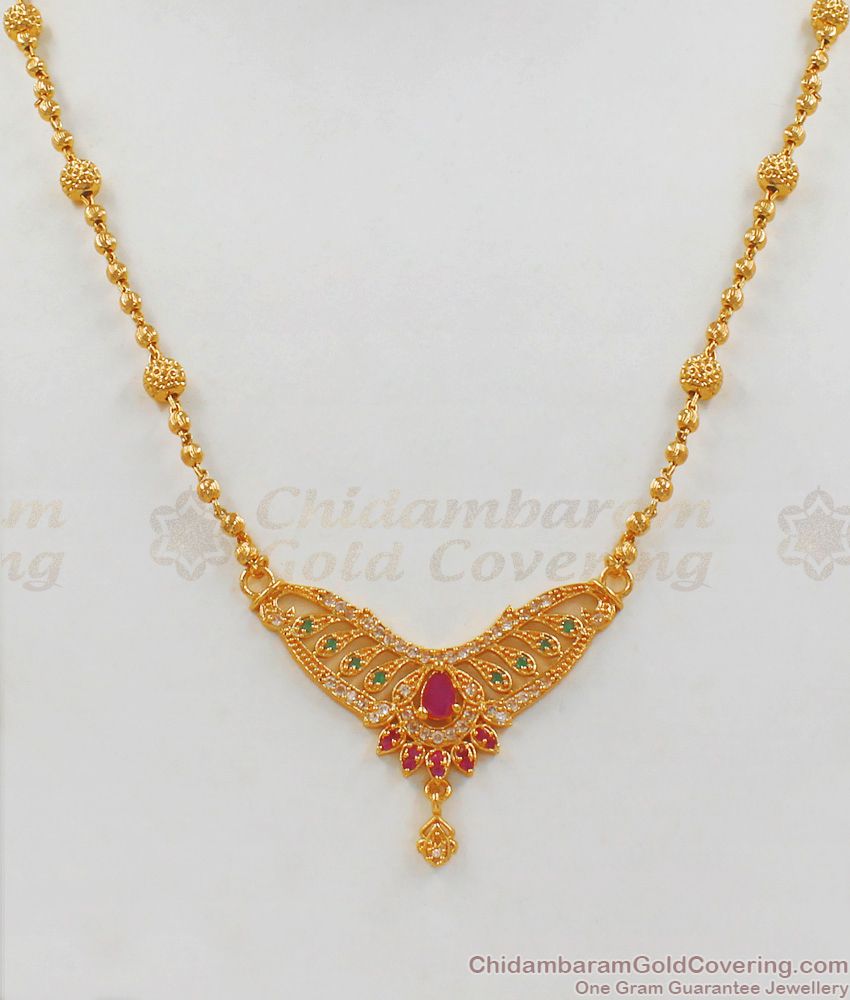 Latest Fast Moving Gold Pendant Design Short Chain Collection SMDR571