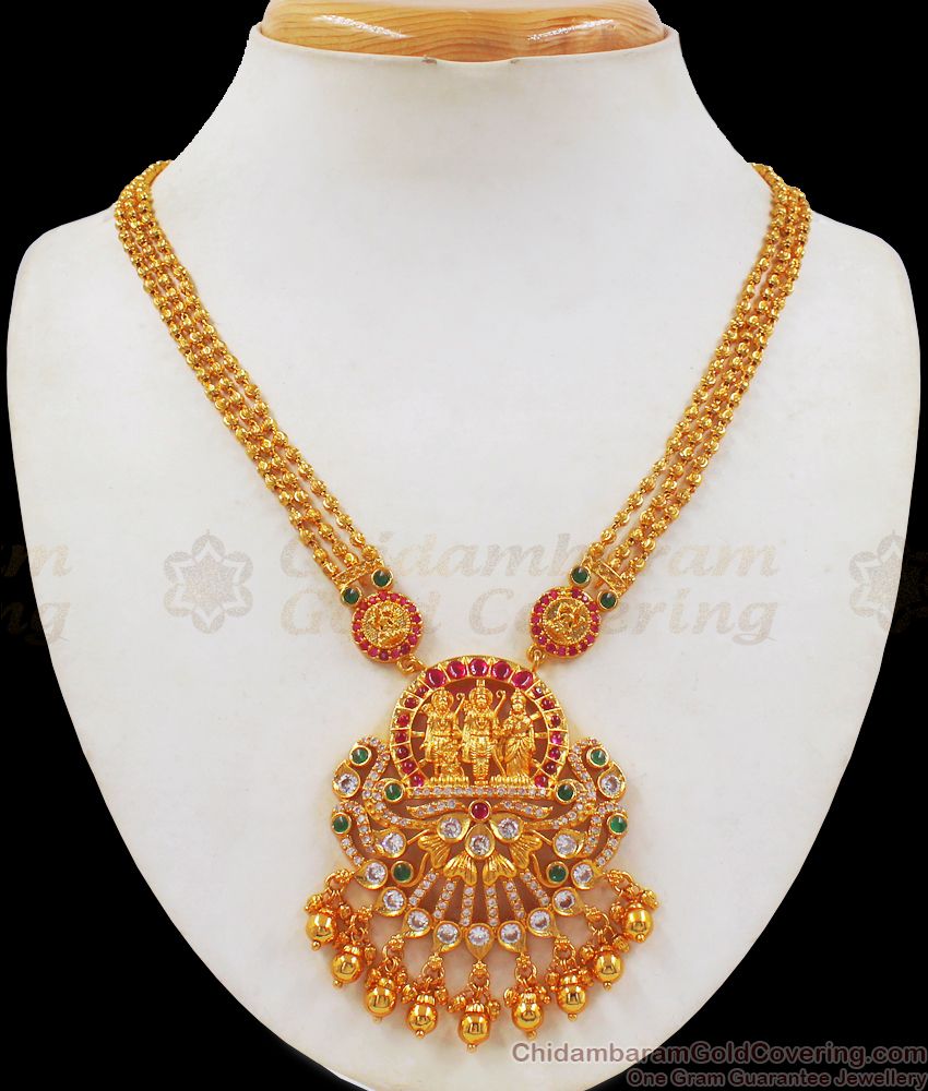 Grand Gold Ram Lakshman Seetha Dollar And Short Chain Collections SMDR663