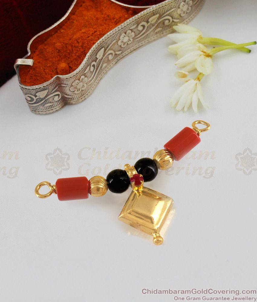 THAL108 One Gram Gold Thali Set Black Beads Pattern Shop Online