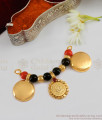 THAL109 Gold Plated Red Coral Thali Set Telugu Design