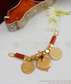 THAL114 Traditional Gold Plated Thali Set Ruby Stone Lakshmi Coin