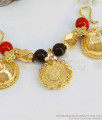 Traditional Lakshmi Coin Gold Imitation Pottu Thali WIth Black Coral Stone For Married Women THAL137