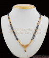 Beautiful Flower Design Short Chain Black Beads Mangalsutra Stone Pendant THAL44