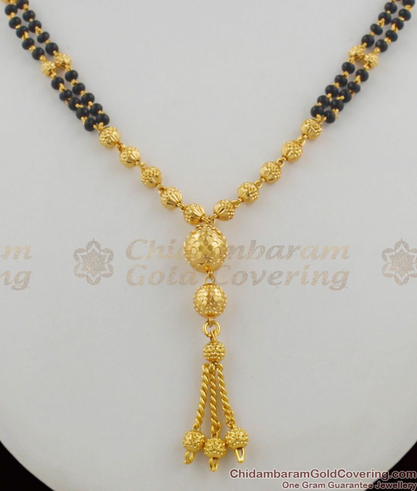 Admiring Gold Plated Black Beaded Droplet Short Chain For Womens Daily Use THAL50