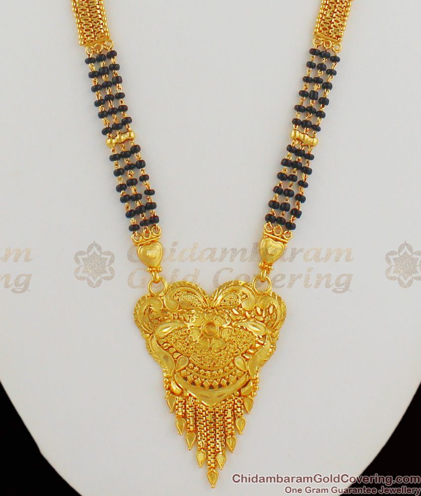 Bollywood Design Gold Mangalsutra Black Beaded Long Thali Chain Jewelry THAL61