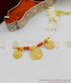 One Gram Gold Finish Red Beads Laxmi Coin Pottu Thali Model For Traditional Wedding THAL65