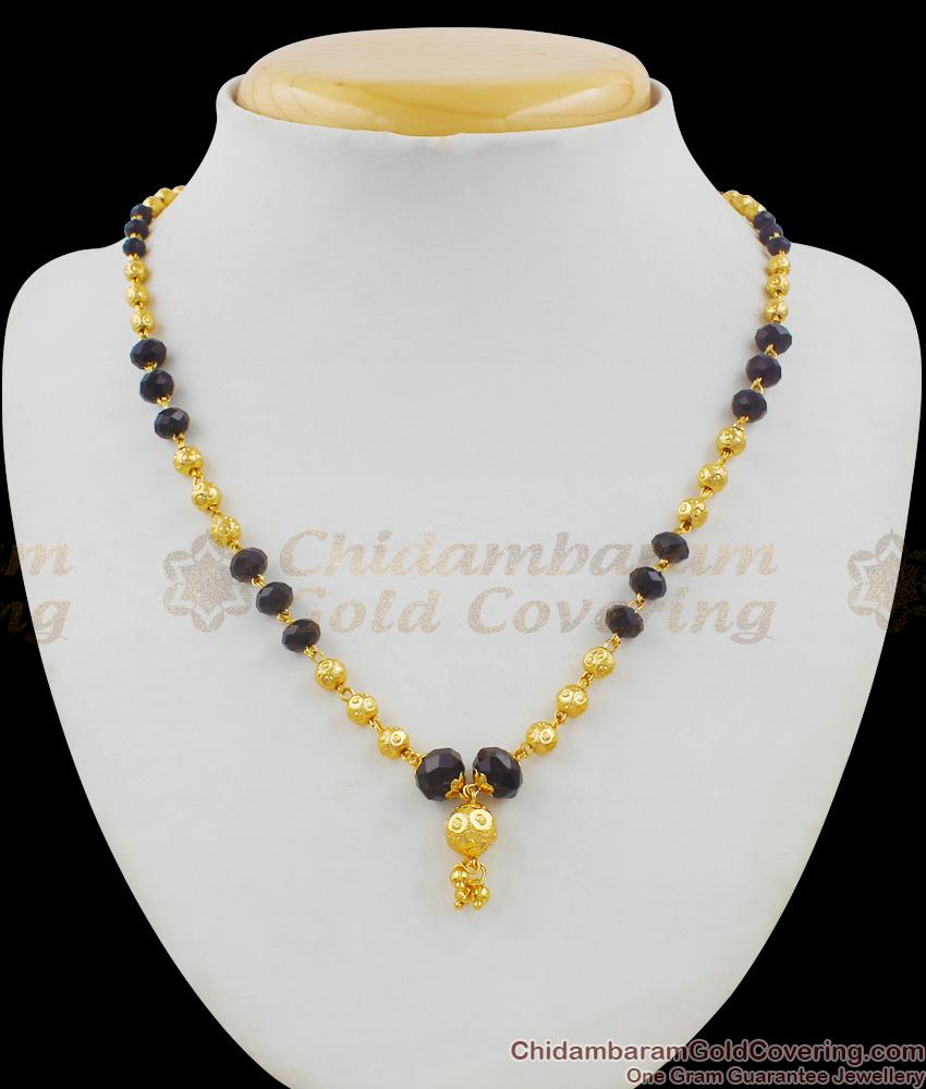 Daily Wear Black Beads Design Gold Plated Mangalsutra Ball Model Short Chain THAL79