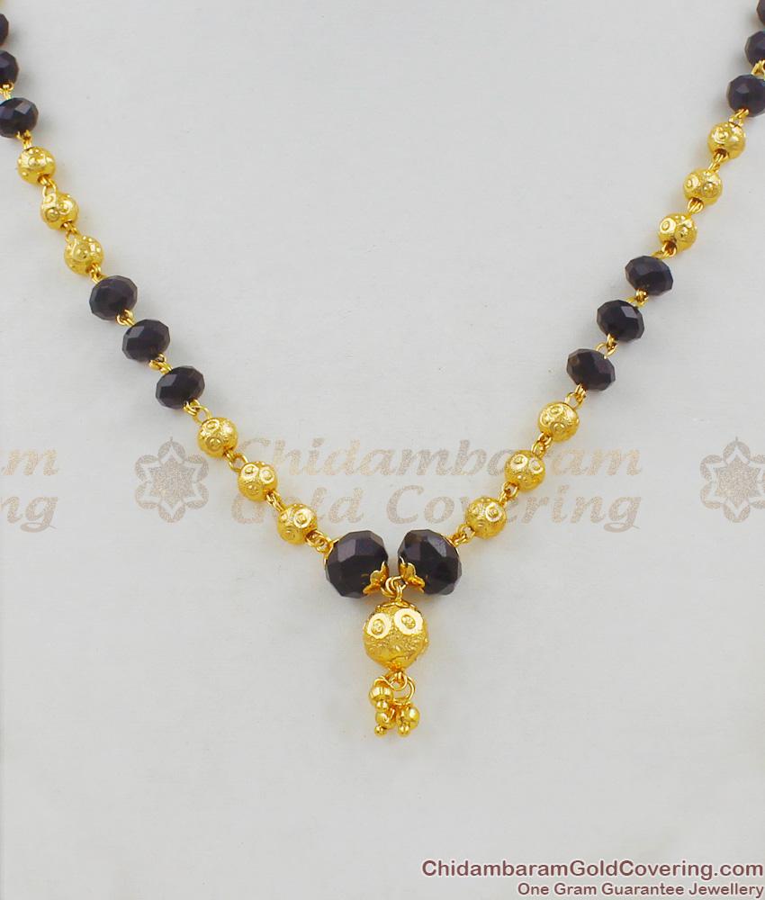 Daily Wear Black Beads Design Gold Plated Mangalsutra Ball Model Short Chain THAL79