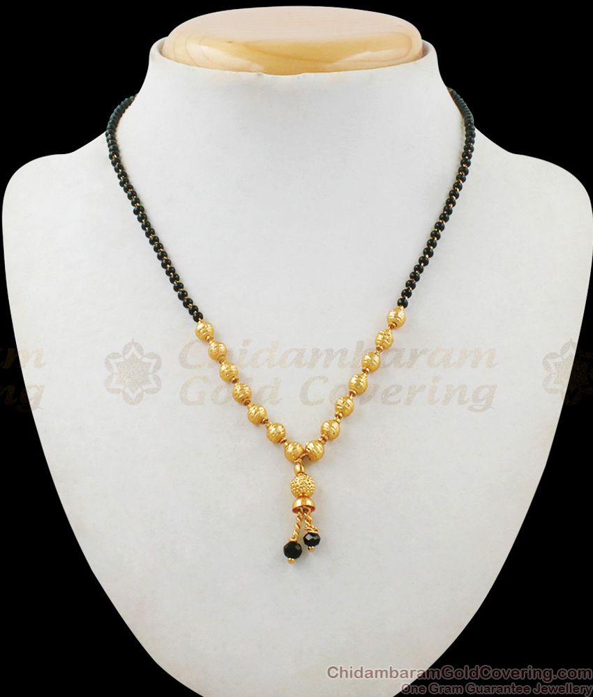 Latest Mangalsutra Design Short Chain With Gold Balls THAL89