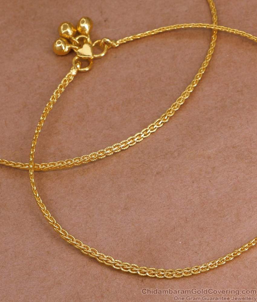 10 Inch One Gram Gold Light Weight Anklet Collections For Daily Use ANKL1033