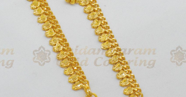 10.5 Inch Heavy Anklet Gold Pattern Enamel Kolusu Payal Designs for Daily Use ANKL1040