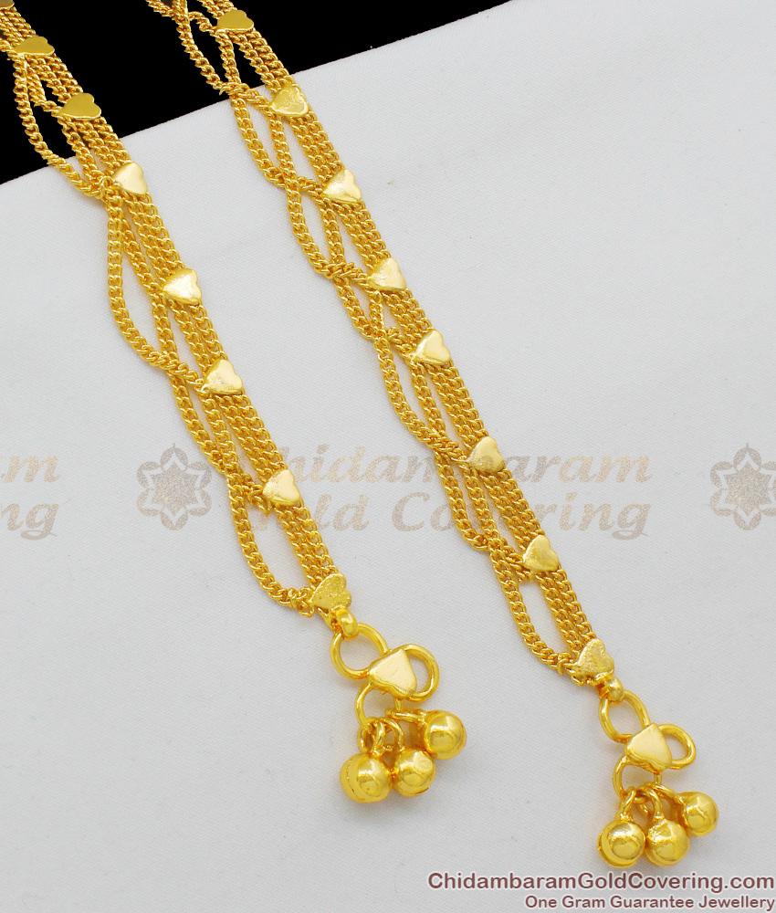 10.5 Inch Heavy Chain Anklet | Gold Pattern Kolusu Designs for Daily Use ANKL1041