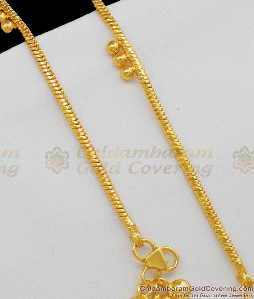 11 Inch Gold Beads Light Weight Real Gold Design Kolusu Model ANKL1044