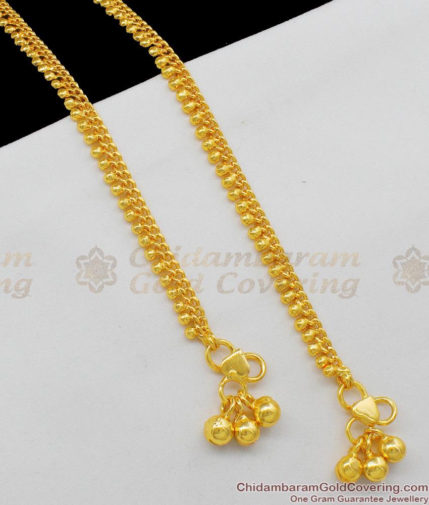 10 Inch Real Gold Inspired Thin Beads Anklet Model For Daily Wear ANKL1045