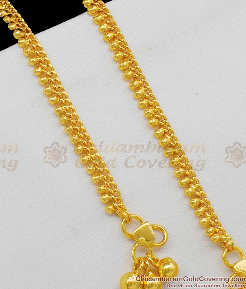 10 Inch Real Gold Inspired Thin Beads Anklet Model For Daily Wear ANKL1045