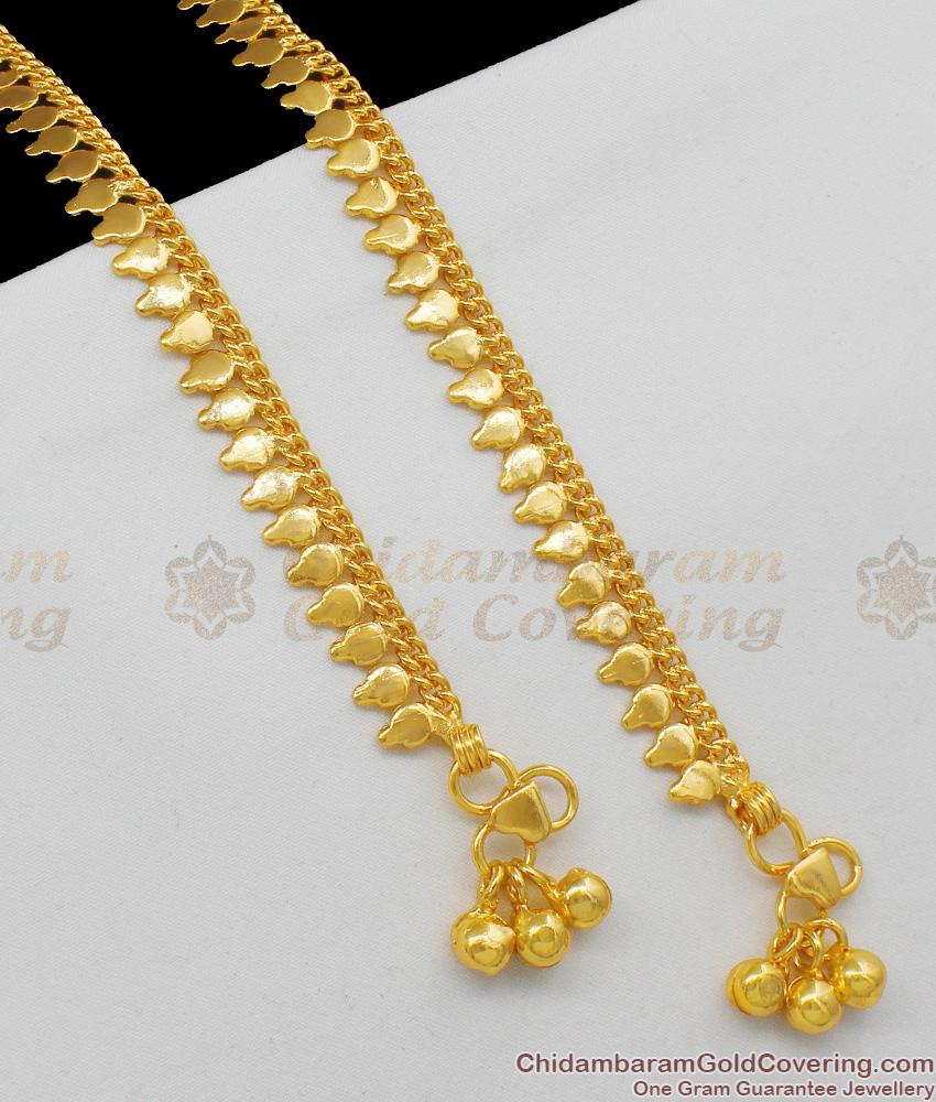 11 Inch Real Gold Inspired Thin Leaf Anklet Model For Daily Wear ANKL1046