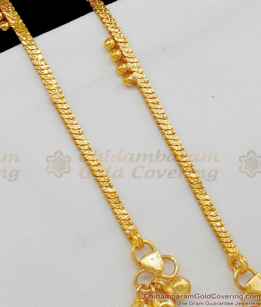 10.5 Inch Gold Beads Light Weight Real Gold Design Kolusu Model ANKL1048