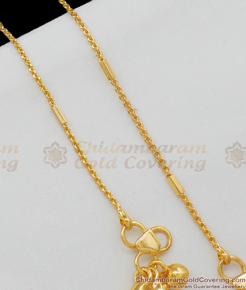 10.5 Inch Thin Light Weight Gold Imitation Beads Payal Kolusu Design ANKL1055