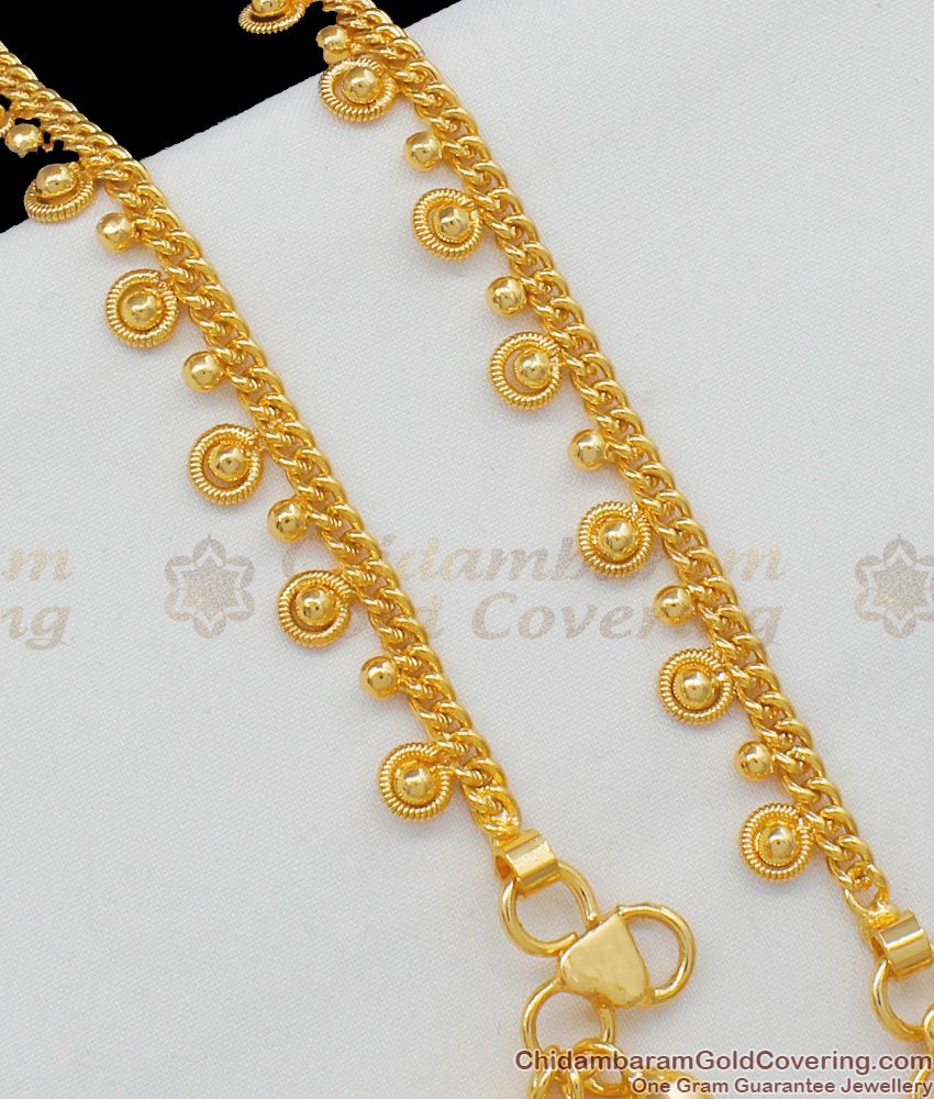 11 Inch Dazzling Gold Plated Party Wear Anklet Design At Best Offer Price ANKL1062