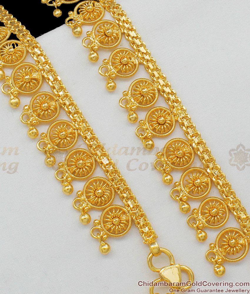 11 Inch Grand Sun Flower Model One Gram Gold Anklet Collection For Marriage ANKL1064