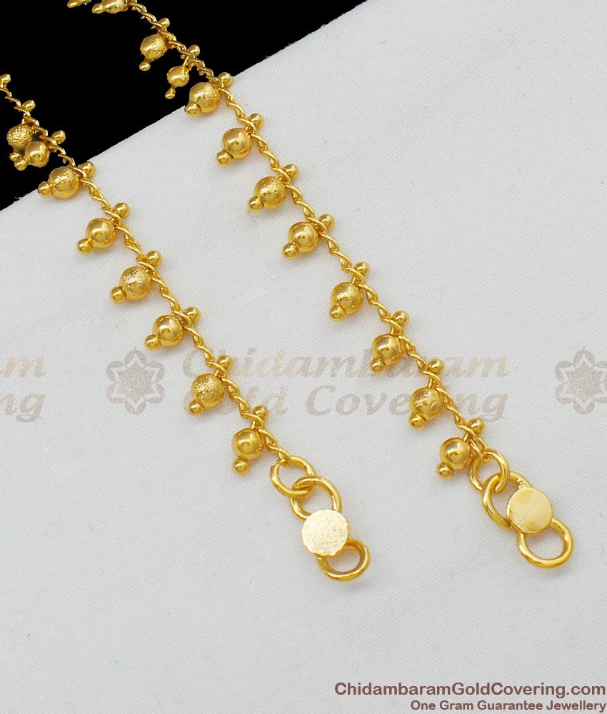 11 Inch Fabulous Gold Beads Design Anklet Model For Ladies Trendy Wear ANKL1078