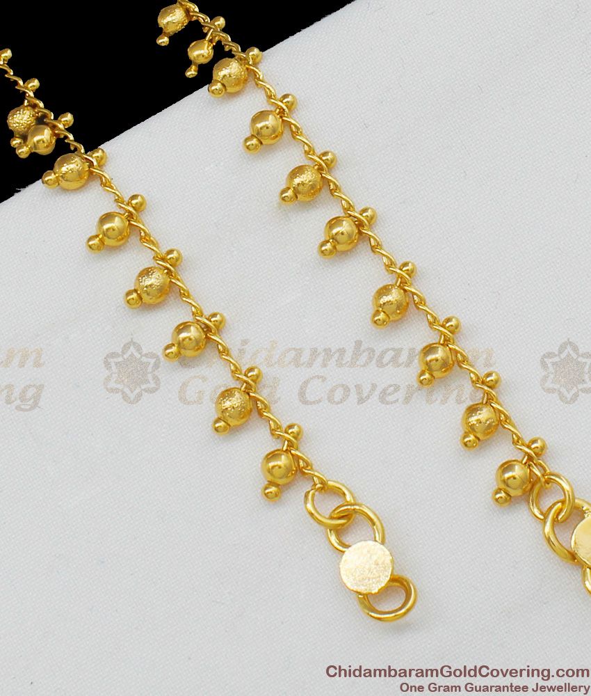 10 Inch Fabulous Gold Beads Design Anklet Model For Ladies Trendy Wear ANKL1078