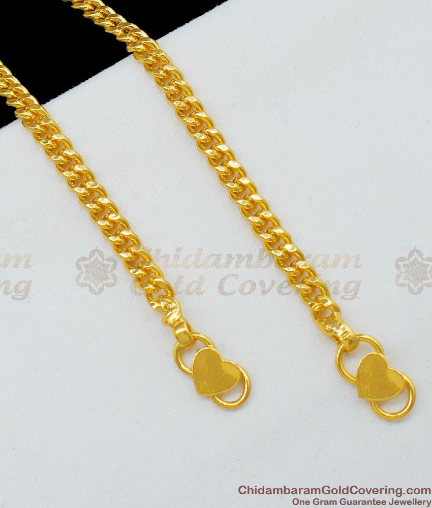 10.5 Inch Most popular Joint Link pattern Gold Finish Anklets For Ladies Trendy Wear ANKL1079