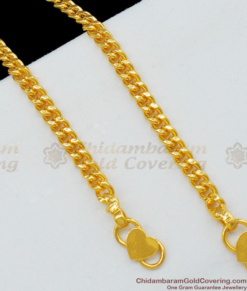 10.5 Inch Most popular Joint Link pattern Gold Finish Anklets For Ladies Trendy Wear ANKL1079