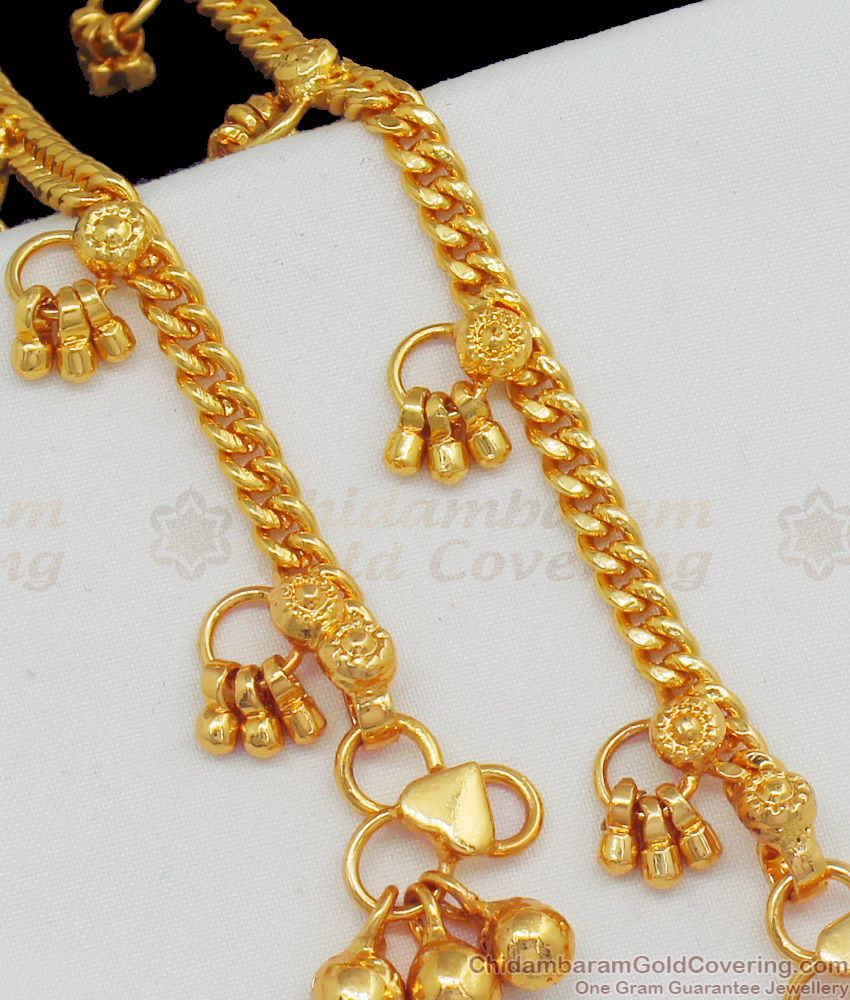 10.5 Inch Hanging Beads Pattern Gold Tone Anklets Collections For Daily Wear ANKL1093