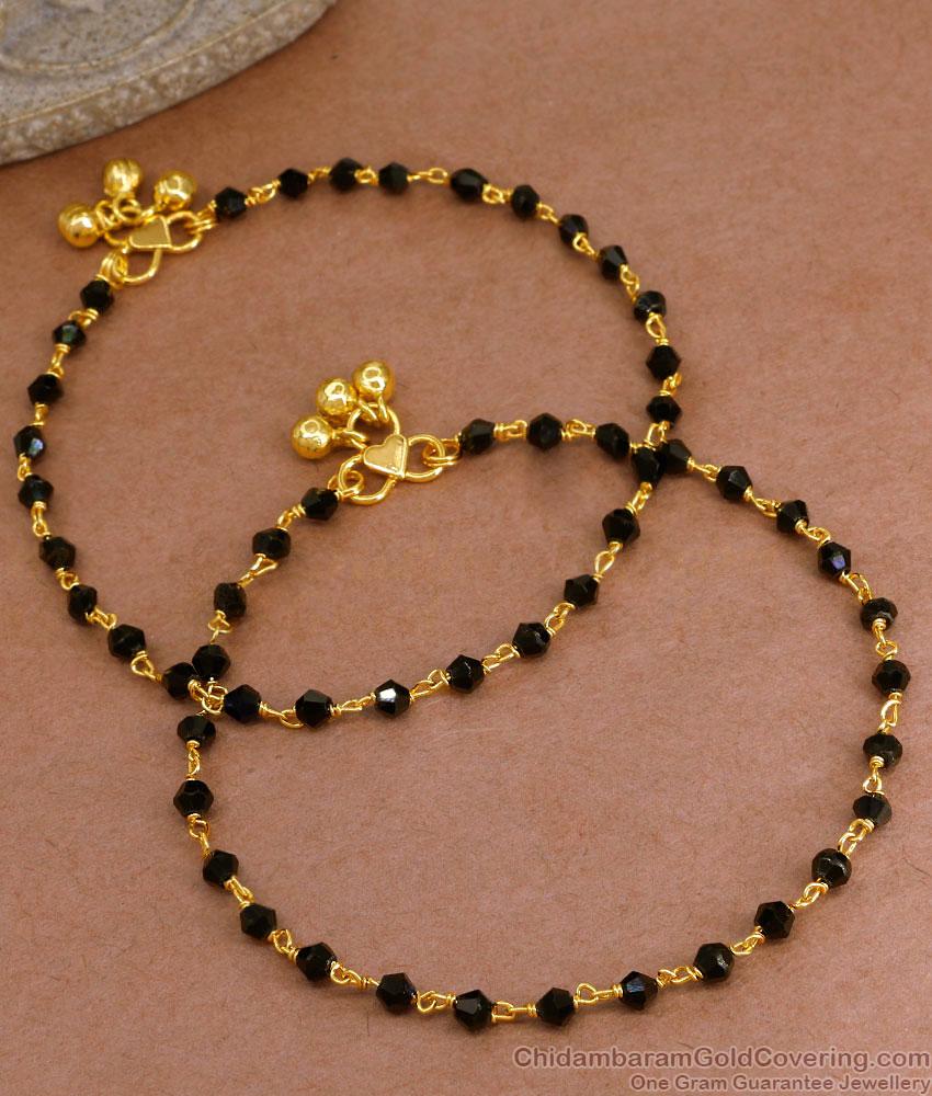 11 Inch Black Crystal Gold Anklet For Womens Fashion Jewelry ANKL1131
