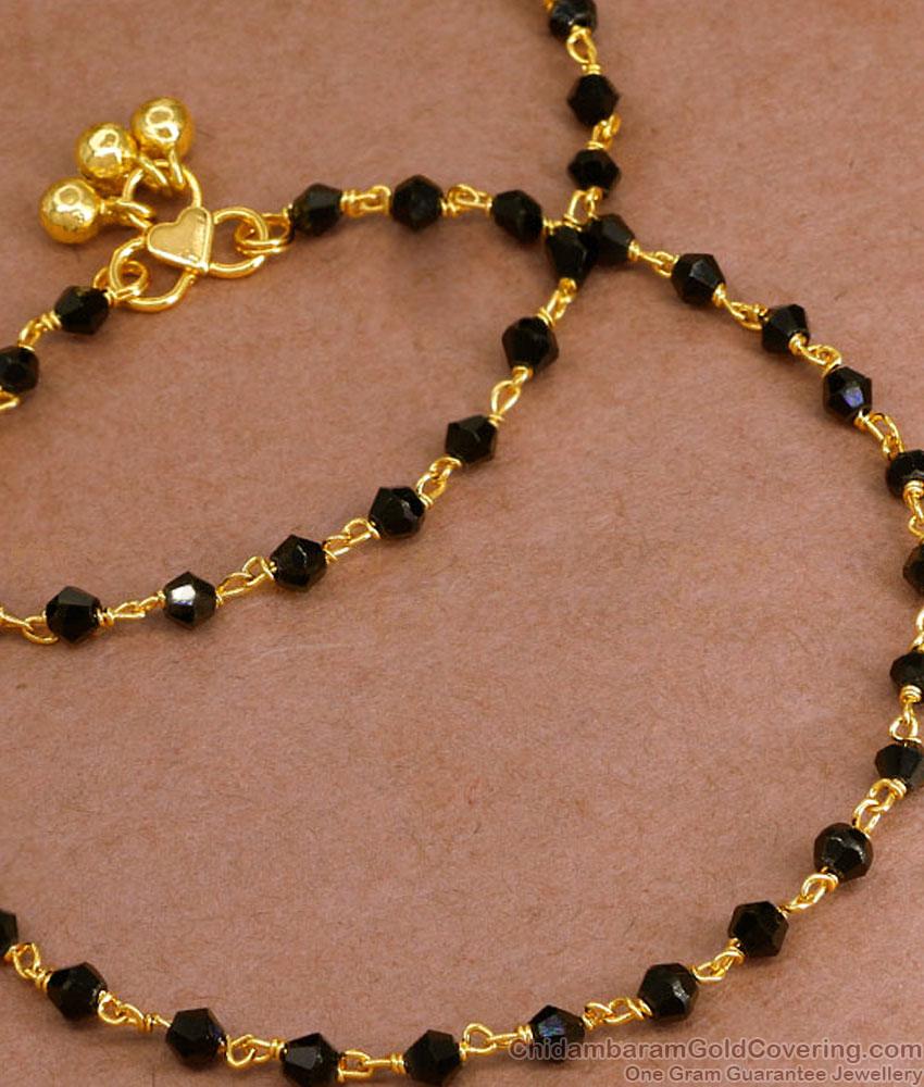 11 Inch Black Crystal Gold Anklet For Womens Fashion Jewelry ANKL1131