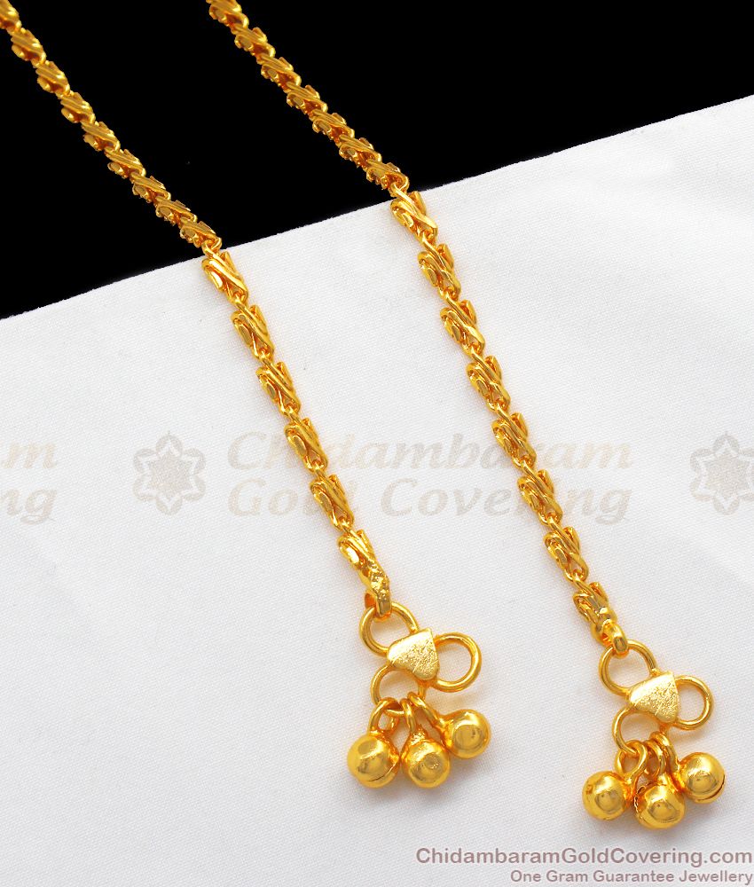 11 Inch One Gram Gold Anklets For Girls Daily Wear ANKL1147