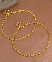 10.5 Inch One Gram Gold Anklets For Girls Daily Wear ANKL1147