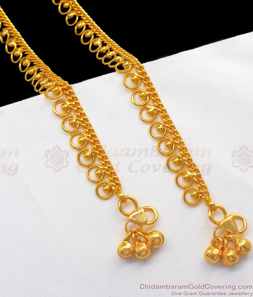 10.5 Inch One Gram Gold Chain Type Anklets For Daily Wear ANKL1153