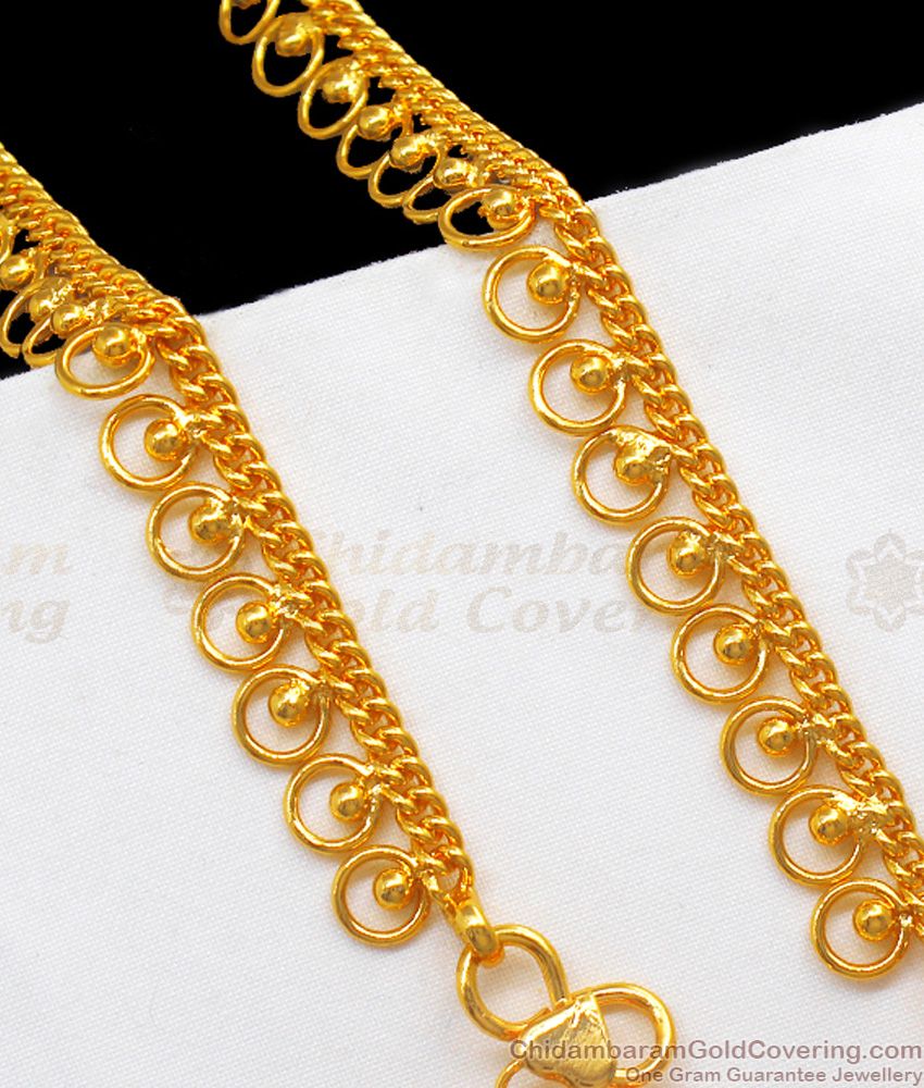 10.5 Inch One Gram Gold Chain Type Anklets For Daily Wear ANKL1153