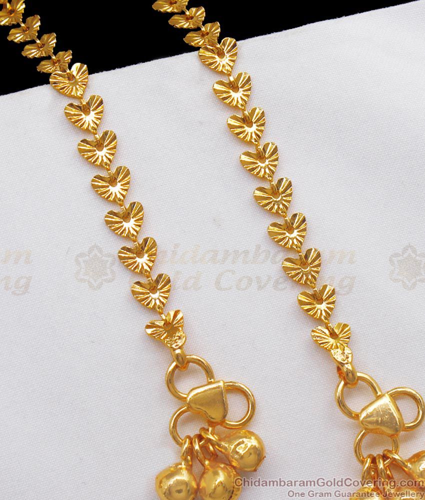 10.5 Inch Heart Design 1 Gram Gold Kolusu Daily Wear ANKL1155