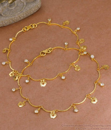 9 Inch Stylish Gold Plated Anklet With Apple Hangings For Women ANKL1172