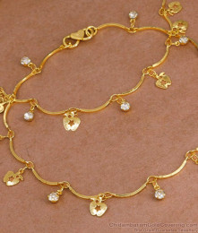 9 Inch Stylish Gold Plated Anklet With Apple Hangings For Women ANKL1172