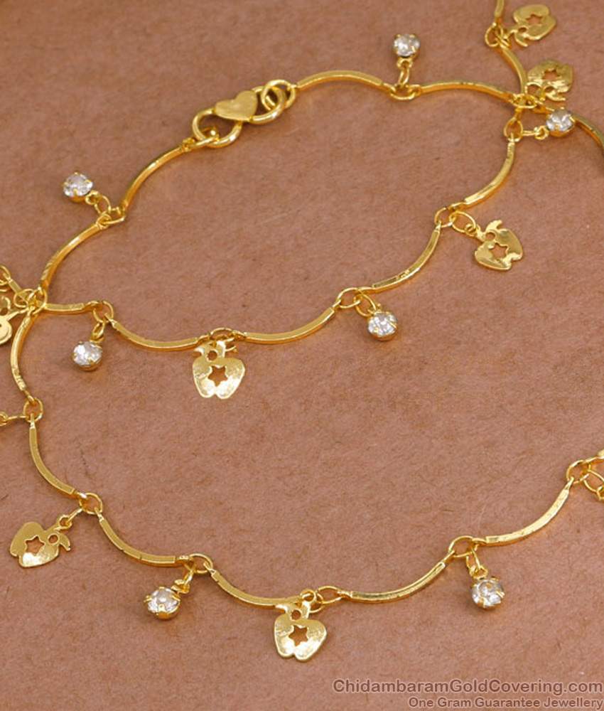 9 Inch Stylish Gold Plated Anklet With Apple Hangings For Women ANKL1172