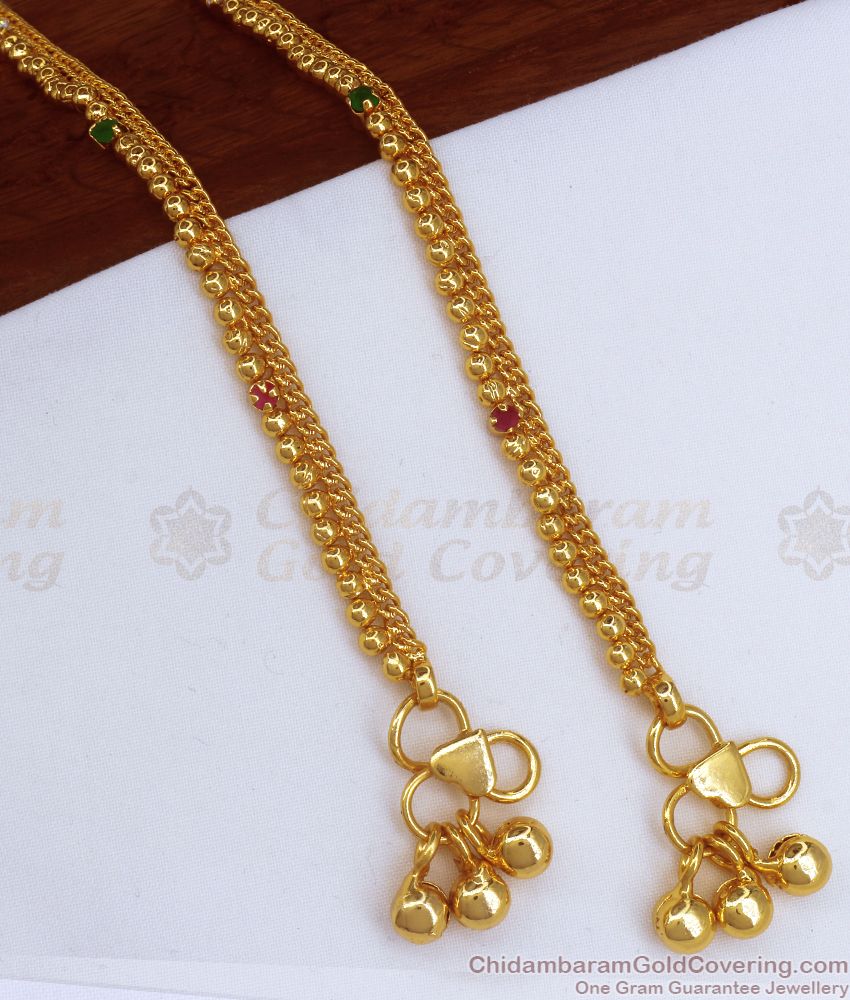 10 Inch Latest Gold Plated Payal Design Chain Anklet ANKL1182
