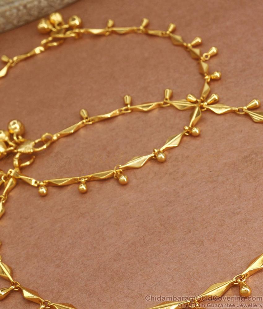 11 Inch Stylish One Gram Gold Anklet Hanging Beads Designs Shop Online ANKL1187